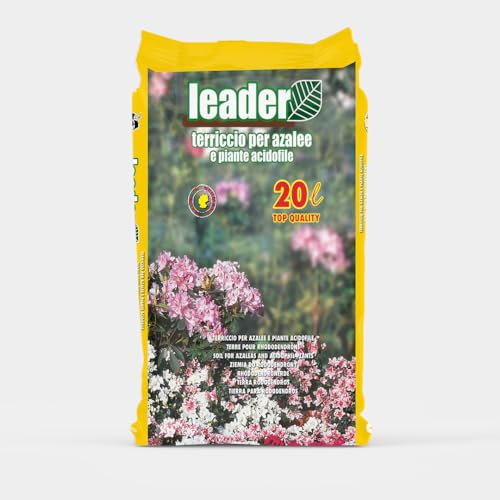 LEADER, Terriccio Per Azalee, Rododentri, Ortensie, Camelie e Altre Piante Acidofile, Garantisce Sviluppo delle Radici e Drenaggio, Previene Ristagni D'Acqua e Marciume, Sacchetto da 20L