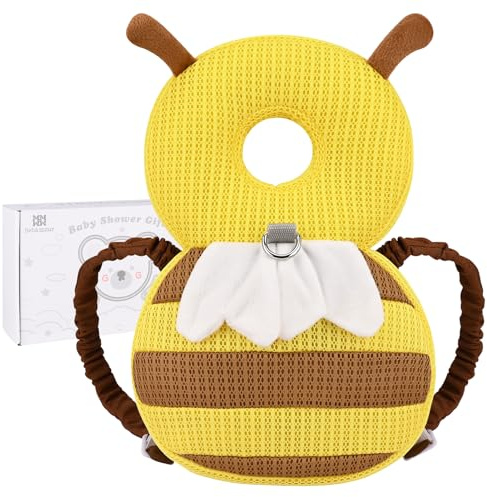 Bebamour Protección para la cabeza del bebé Suave y transpirable Soporte para la cabeza del bebé Almohada para bebés Reposacabezas anti-caídas(Yellow Bee)