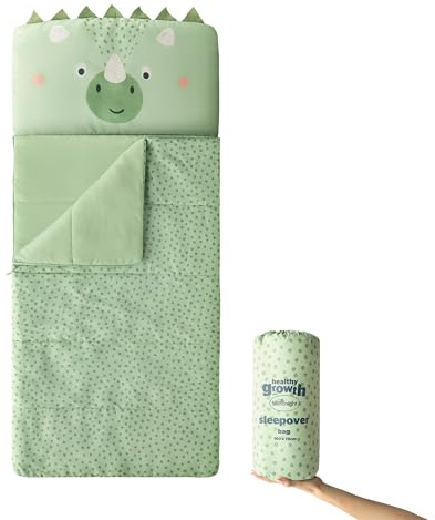 Silentnight Healthy Growth All-In-One Sleepover Bag - Sleep Bag & Built-In Pillow for Comfort and Convenience - Super Soft and Cosy Brushed Microfibre Travel Nursery Sleeping Bag - 160x70cm
