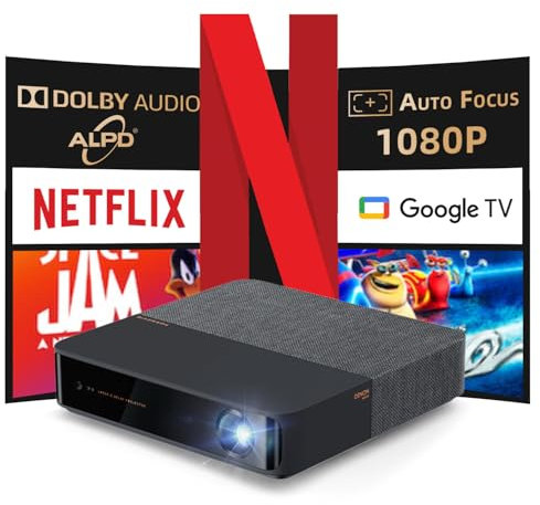 [Certifié Netflix] Formovie S5 Projecteur Laser, Tech ALPD, Google TV, Mini Portable Extérieur, Type-C pour Batterie Externe, Smart 1080P, 500 Lumens ISO, HDR10, 4K Compatible, Dolby Audio