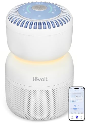 LEVOIT Air Purifier with 5 Air Monitor, White Noise and Blue-Light-Free Night Light for Bedroom Home Baby, HEPA Filter Removes Ultrafine Particles, Smart WiFi, Sprout