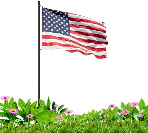 Mástil de bandera de exterior para montaje en el suelo – 4,5 m resistente a la intemperie – Mástil de bandera de metal estable con estaca para uso doméstico y comercial, fácil montaje para jardín