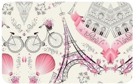 Fgwaauh Romántica alfombrilla de ducha con diseño de la Torre Eiffel de París, diseño de tierra de diatomeas, antideslizante, superabsorbente, de secado rápido