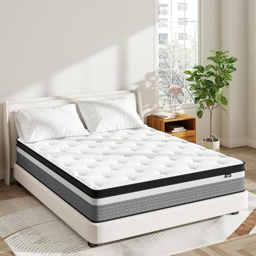 Bednew Super King Mattress, 31.5cm Hybrid Mattresses Super King Size 6FT, Memory Foam & Individually Pocket Spring for Pain Relief, Medium Firm, Mattress in a Box (180x200x31.5cm)