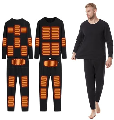 Ropa Interior Térmica Calefactable Para Hombre Y Mujer, Capa Base Calefactable Para Invierno, Ropa Interior Deportiva Para Actividades Al Aire Libre, Caza Y Motociclismo(MenBlack,M)