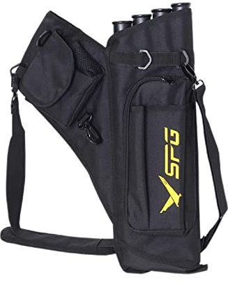 Hip Quiver 4 Tube Quiver Recurve Bow Waist Storage Oxford Cloth Adjustable Belt Pocket Suitable for Hunting, Black