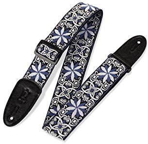 Levy's Leathers Hootenanny Series Gitarrengurt | Jacquardgewebe | Breite 5 cm | Farbe Blau/Weiß | (M8HT-10)