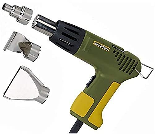 Proxxon 27130 MICRO-Heißluftpistole MH 550 mit 3 Zusatzdüsen, Black, Green, Yellow