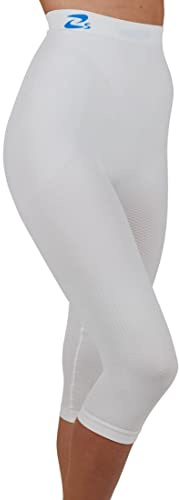 CzSalus Anti Cellulite Slimming Capri Pants + Silver - White Size XL