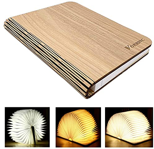 VORRINC Libro Luz LED Lámpara,Lámpara de Mesa, Forma de Libro Plegable Recargable USB Book Lamp con Batería de Litio 2000mAh, Plegable 360°, Luz de Magnética Noche