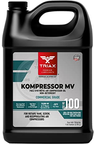 TRIAX Kompressor MV ISO 100 - Vollsynthetisches Kompressoröl - Multiviskosität - Für Schrauben-, Kolben- und Flügelkompressoren, Vakuumpumpen - 20.000 Stunden Leben- Hohe Belastung - 1 Gallone/3.785 L