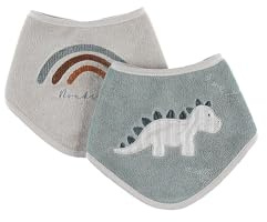 Noukie's - Lot de 2 bavoirs bandana - Dinosaure Stegi - Jusqu'à 3 mois