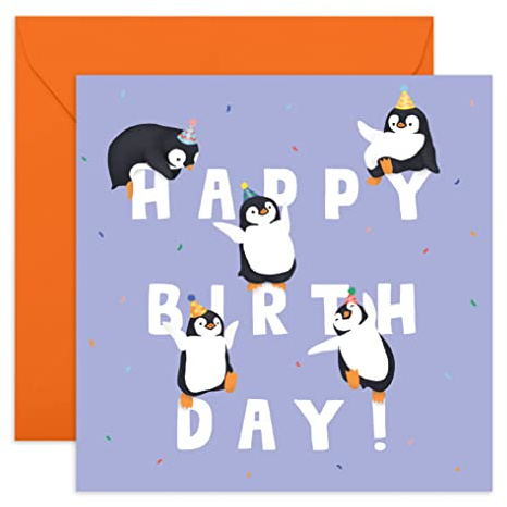 Central 23 Tarjetas de cumpleaños para niños - Letras de cumpleaños de Pingüino - Bonitas tarjetas de animales para niñas - Tarjeta de feliz cumpleaños para hombres y mujeres