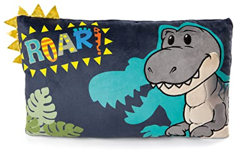 NICI Kissen Dino Tony-Rex 43 x 25 cm – rechteckiges Kuschelkissen mit niedlichem Dinosaurier-Motiv, Dekokissen für Kinder & Erwachsene, 48819, tolle Geschenkidee, blau
