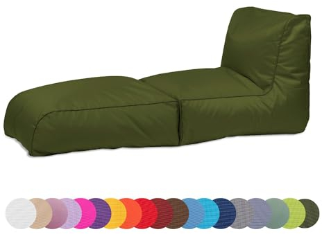 chilly pilley® Sitzsack, Faltbarer Pouf zum Sitzen und Liegen 2 in 1 – mit EPS-Füllung – Riesensitzsack – Kinder & Erwachsene – Outdoor Liegekissen Wasserfest Sitzkissen – viele Farben, dunkelgrün