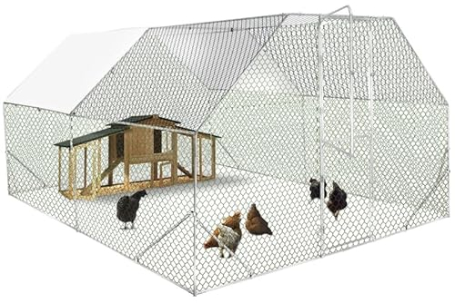 IDMarket - Gehege Hühnerstall mit Doppelflügeltür, 12 m², Prestige, Laufgitter, 3 x 4 m, verzinkter Stahl