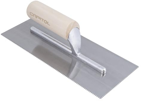 Capitol 115110 Professional Flooring Adhesive Trowel-1/16” x 1/16” x 1/16” Square-Notch, Silver/Light Wood