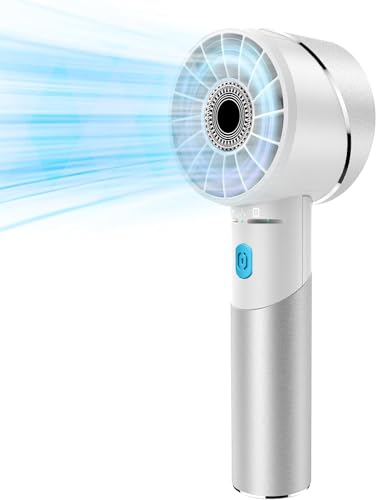 COZOME Handventilator Akku Aufladbar, Mini Stark Ventilator mit 7000 rpm Hohe Geschwindigkeit, Kleiner Metall USB Taschenventilator, Tragbar Turbo Hand Ventilatoren für Strand, Geschenk Damen