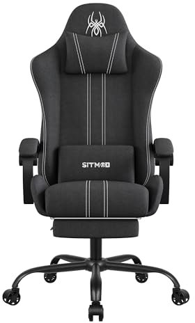 Sedia da Gaming Ergonomica Sedie da ufficio, Sedia Gamer con Cuscino Lombare & Poggiatesta, Altezza Regolabile e Schienale Inclinabile 90°-150° Computer Gaming Chair, 360° Girevole PC Sedie, Grigio