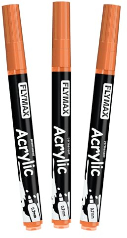 Orange Marker Stifte 0,7mm – Permanent Marker Orange Acrylic Wasserbasis Wasserfest Schnelltrocknend Fein (3er Pack)