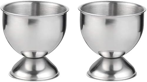 2 Pcs Silver Stainless Steel Egg Cups Holders Egg Tray for Soft Boiled Eggs Kitchen Tool Egg Cups Dishware and Serving Pieces