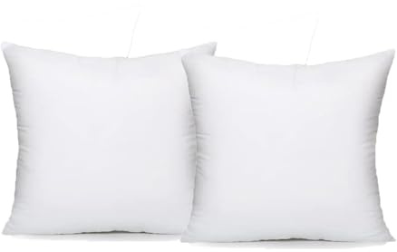 1BB Linens Cushion Inner Pads (Pack of 2), 45 x 45 cm (18 x 18 inches) / Quick Rebound Fluffy White Cushion Inner/White polyster square Cushions MADE IN UK