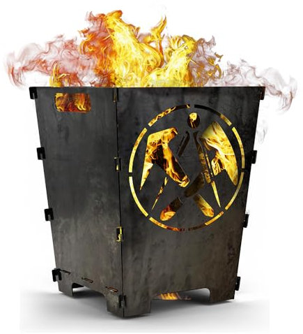 Fuchsbau Feuertonnen Brasero con diseño de techador – Diseño de cestas de fuego para jardín y terraza – Cesta de acero para hoguera de metal, 49 cm de tamaño