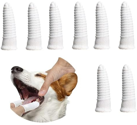 Esforzarse 8 cepillos de dientes para perros de gato, dedo antiplaca para perros, cepillo de dientes doméstico de tela de malla, quitar eficazmente la placa del animal doméstico
