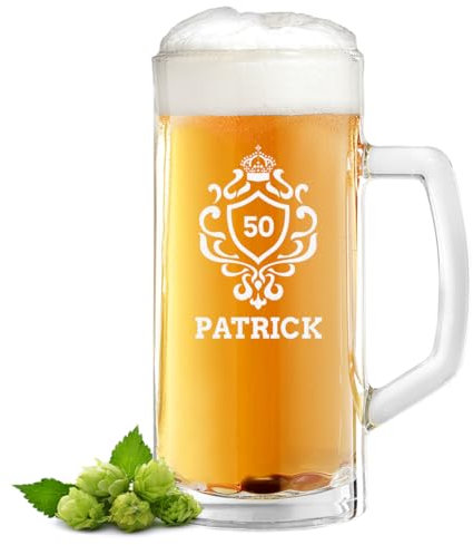 polar-effekt Jarra de cerveza de 0,5 litros con grabado personalizado – Vaso de cerveza con nombre personalizado – Regalo de cumpleaños para hombres – Vaso para exportación y cerveza artesanal