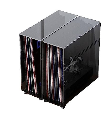 scatola porta vinili Portadischi in vinile, scatola portadischi da scrivania con piedini in acciaio inossidabile, cubo portadischi in vinile acrilico di grande capacità scaffali portaoggetti