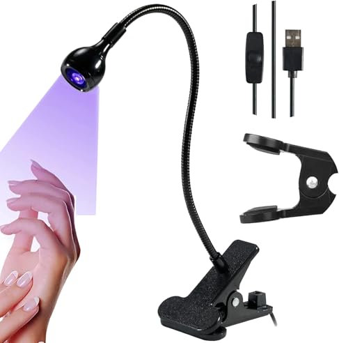 UV Lampe für Gelnägel, 5W Mini UV Lampe für Nägel mit Sicherungsclip, UV Lampe Klein mit 4 Einstellbare Gänge, UV Lampe Nägel für Aushärten von Nagellack