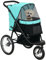 PawHut Hundewagen Jogger Hundebuggy klappbar für kleine Hunde & Katzen bis 10 kg Katzenbuggy mit 3 große Gummiräder, Kissen Netzfenstern Aufbewahrungskorb Katzenwagen mit Sicherheitsleinen, Türkis