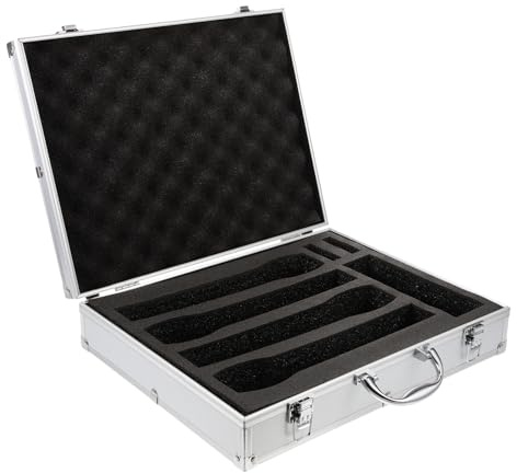 BESPORTBLE Portable Aluminum Alloy Microphone Carrying Case Fits 4 Wireless Microphones with Handle Dust Protection and Stable Storage for Travel Suitable for Outdoor Use