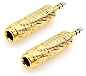 JZK 2 adattatori jack stereo maschio da 3,5 mm a connettore femmina da 1,4 pollici 6,35 mm, presa audio stereo, jack adattatore per cuffie da 3,5 mm, adattatore amplificatore per chitarra