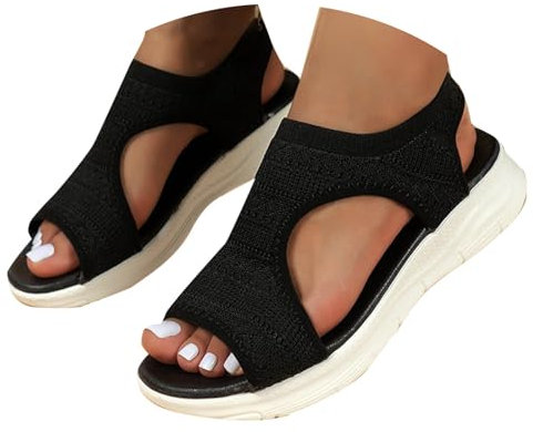 RLEHJN Sandale Femme Confortable Sandale Orthopedique Femme Maille Nu Pieds Bout Ouvert Chaussures Antidérapant Respirantes Décontractées Sandales De Plage Leger Boho Platform Sandals Pas Cher