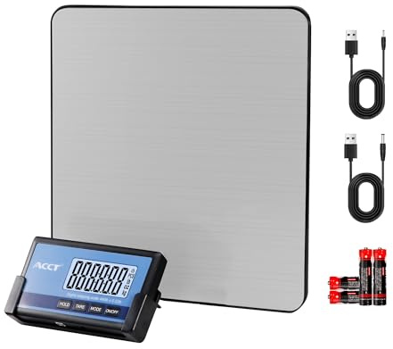 ACCT Balance de colis sans fil 200 kg/440 lb – Balances de lettres avec fonction tare et de maintien, haute précision de 10 g/0,02 lb – piles et câble USB inclus pour entrepôts, colis, bagages