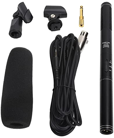 YUYTE Microfono Condensatore XLR Professionale MIC MIC DI REGISTRAZIONE Direzionale con Interfaccia XLR per Interviste Meetings Laptop Camera (Nero 28 cm)