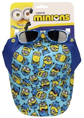 Gorra y Gafas de Sol Minions Set Niños Original - Gorra Infantil Ajustable y Gafas de Sol UV400 Protección Solar Diseño Minions, Complementos Verano Niño y Niña para Playa y Piscina