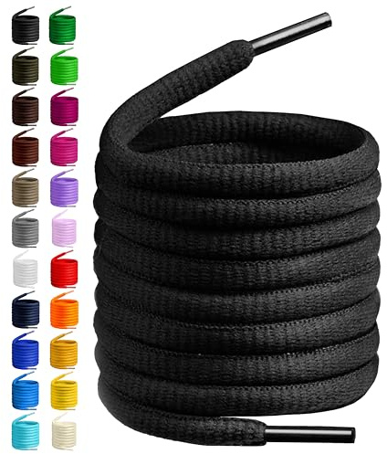 Birch Oval Shoelaces 27 Colors Half Round 1/4 Shoe Laces 4 Different Lengths (29.5 (75cm) - S, Black)