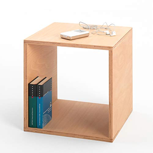 Tojo Cube Nachttisch 35x35x35 cm, geölt | Kleiner Beistelltisch Holz aus Buche multiplex | Nachtkästchen in Würfelform I Zeitlose Design Nachtkommode