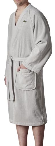 Lacoste Classic Pique Cotton Terry Bath Robe, Unisex, One Size, Micro Chip