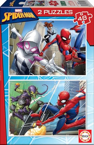 Educa - Set of 2 Children's Puzzles with 48 Cardboard Pieces | Spider-Man, Marvel. Ages 4 5 6 (18099)
