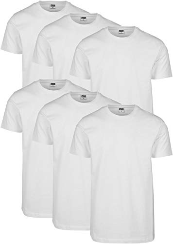 URBAN CLASSICS Set 6 Magliette Uomo a Maniche Corte, Magliette Basic in Cotone, Set Colori bianco/bianco/bianco/bianco/bianco/bianco, Taglia L