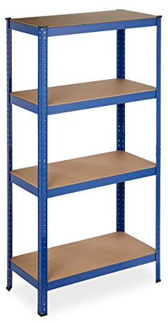 Relaxdays lagerhylla, kontorshylla med 4 hyllplan, lasthylla, metallhylla, maxlast 280 kg, 157 x 80 x 41 cm, blå