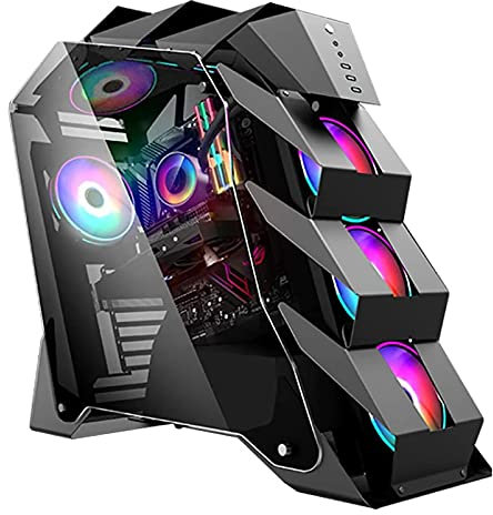 BBNB Boitier ATX Cas De Jeu ATX - Micro ATX Coque PC/Case De L'ordinateur ATX - Tour Moyenne-Tour - Verre -Tempérié - Ventilateur Et Support De Refroidissement De l'eau (Color : Black)