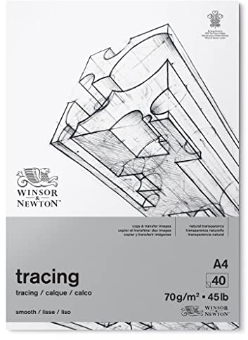 Winsor & Newton 6674001 Transparentpapier im Block, 40 Blatt Pauspapier a 70 g/m², 100% Säurefrei, FSC, bedruckbar mit feiner Körnung für präziese Linienführung, Architektenpapier - DIN A4