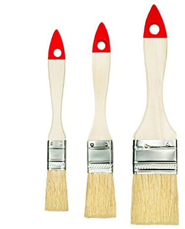 M7 Juego de 3 Cepillos Planos 1,5, 2X 1 Serie 01 para Trabajos de Pintura de Renovación con el Uso de Pinturas y Barnices Cobertura Uniforme Cerdas Naturales