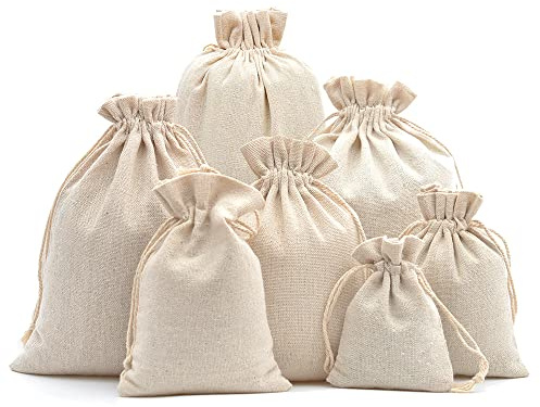 DAHI 8 bolsas grandes de algodón de 25 x 35 cm, bolsas de tela con cordón, bolsas de yute, bolsas de regalo (25 x 35 cm)