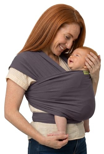 Boba Wrap - Fascia Elastica Porta Bebè Neonato, Portabimbo Facile dalla nascita a 15kg (Serenity Charcoal)