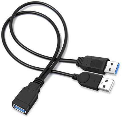 USB 3.0 A Femmina a Doppio USB 3.0 A Maschio+USB 2.0 A Maschio Extra Power Ricarica e Trasferimento Dati Doppio USB Y Splitter Cavo cavo adattatore per computer e telefoni cellulari (35cm/12Pollici)
